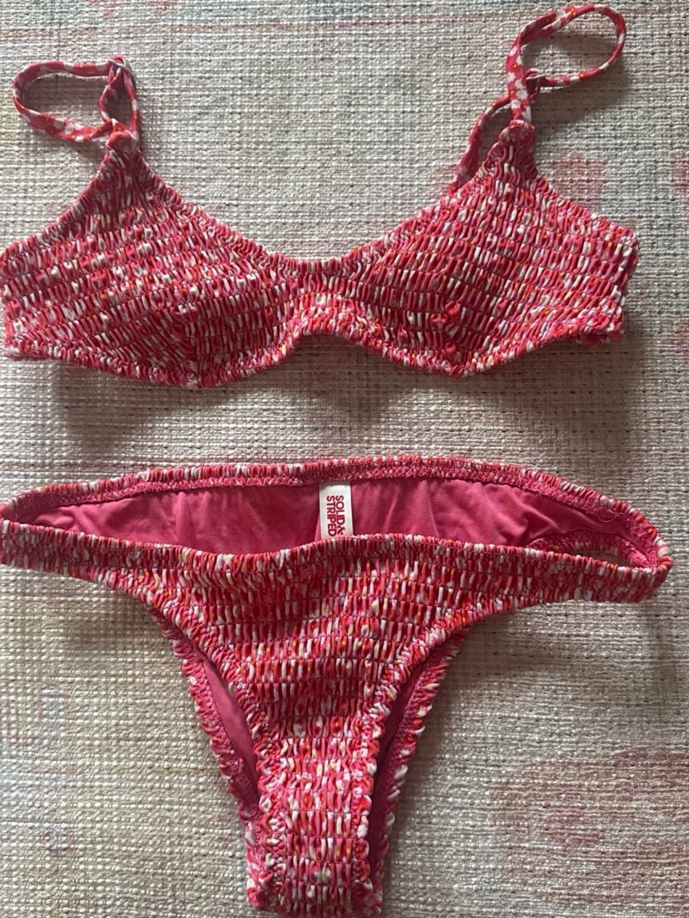 Pink Smocked Two-Piece Swim Set